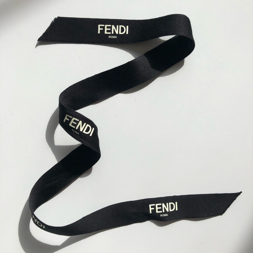 FENDI Roma Gift Wrapping Ribbon Black Hair Tie for Crafts 23” - Picture 3 of 5